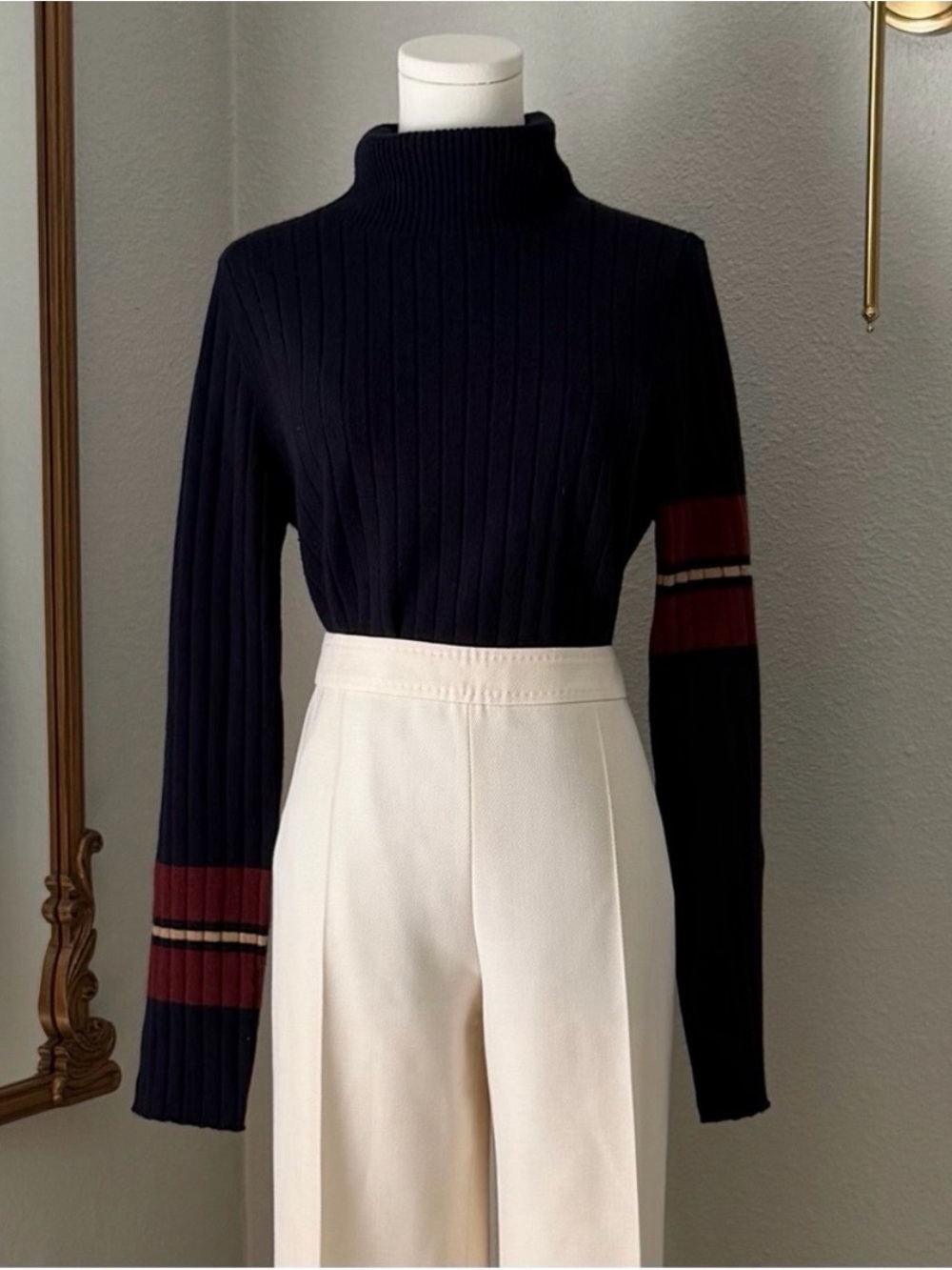Anatomie Quiet Luxury Navy Cashmere Ribbed Turtleneck Sweater⁠